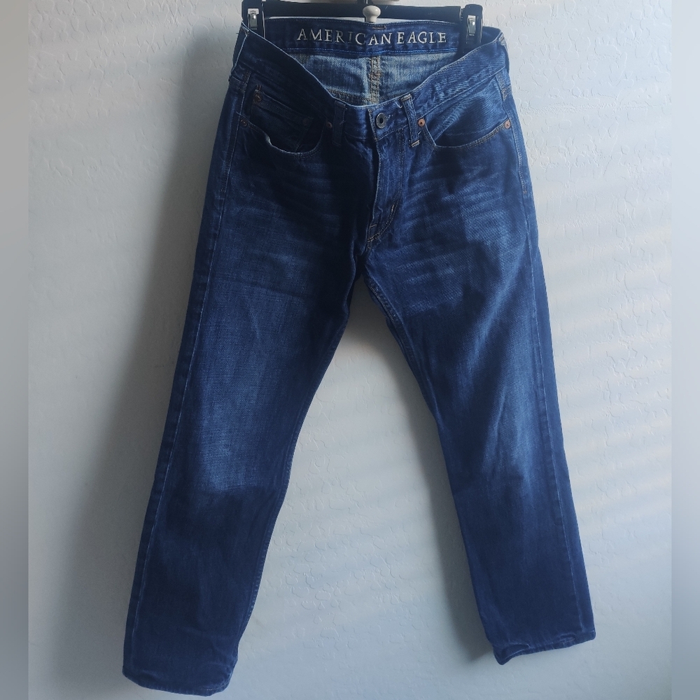 American Eagle Y2K Men's Slim Straight 100% cotton blue wash Jeans (28/30)